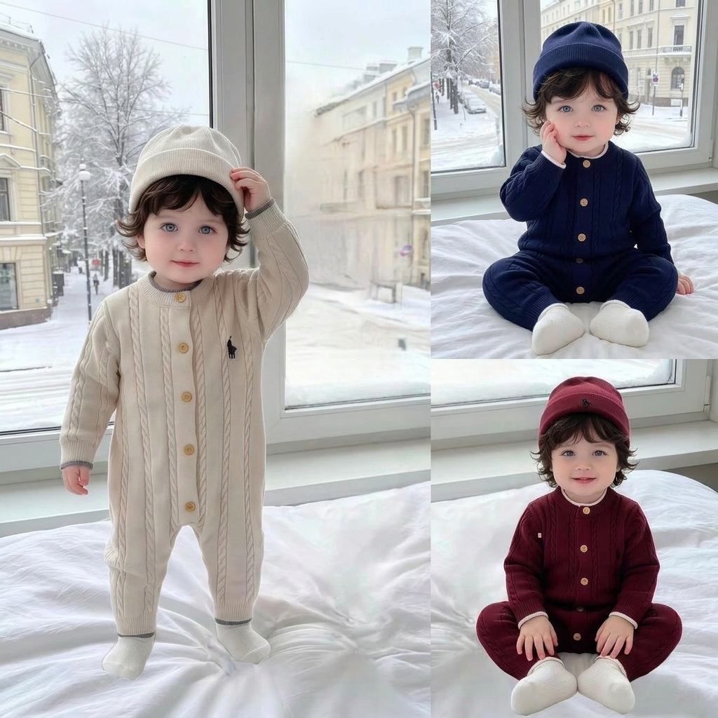 Baby Cable Knit Winter Romper
