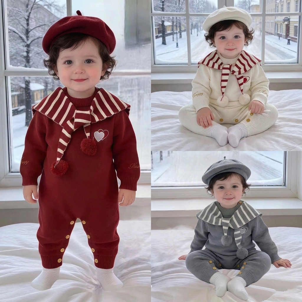Baby Knit Sailor Collar Romper