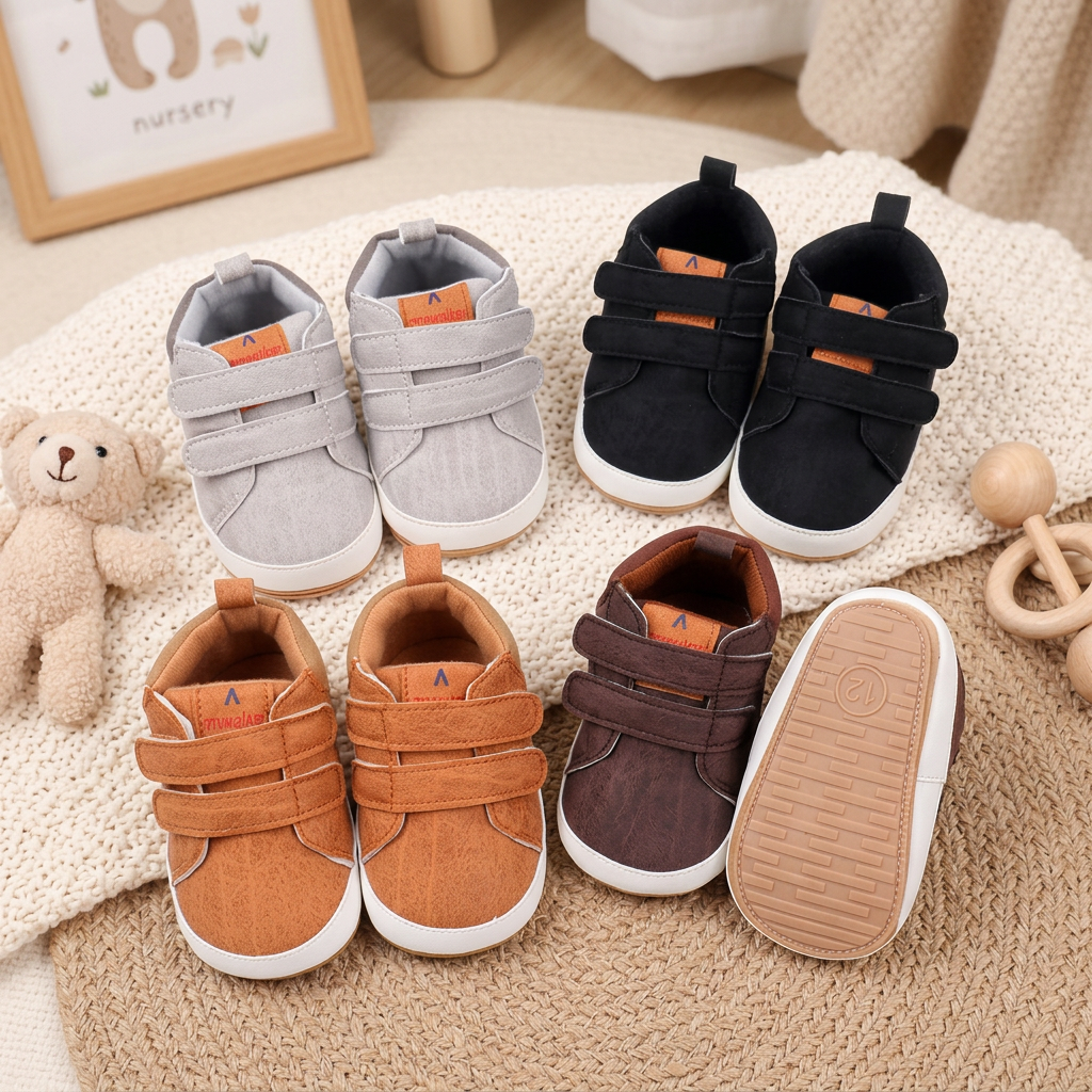 Baby Double Strap High-Top Sneakers