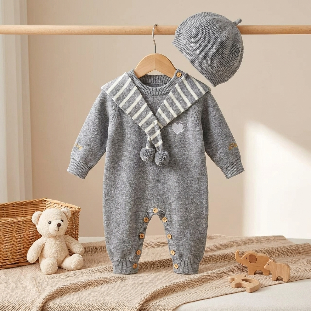 Baby Knit Sailor Collar Romper