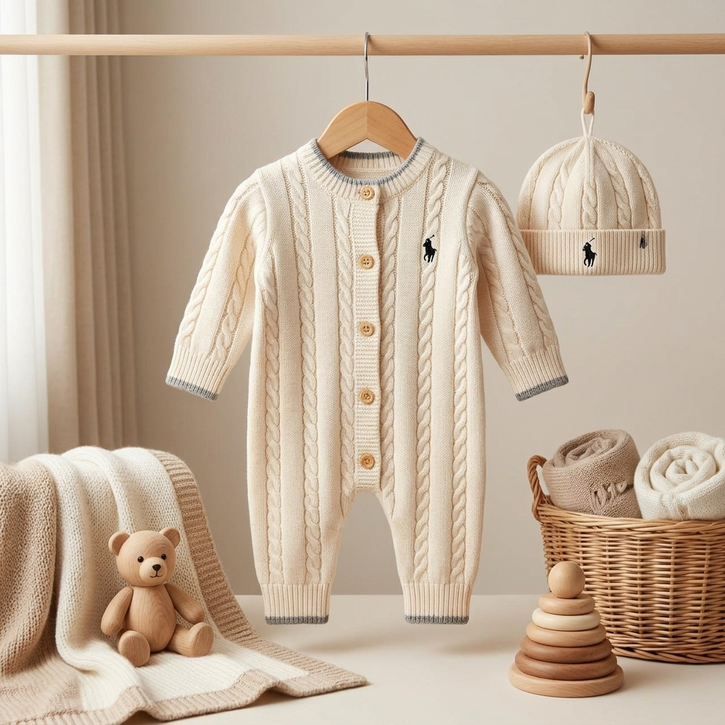 Baby Cable Knit Winter Romper