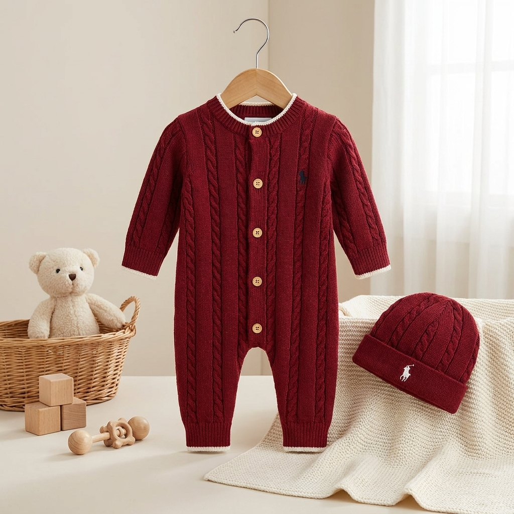 Baby Cable Knit Winter Romper