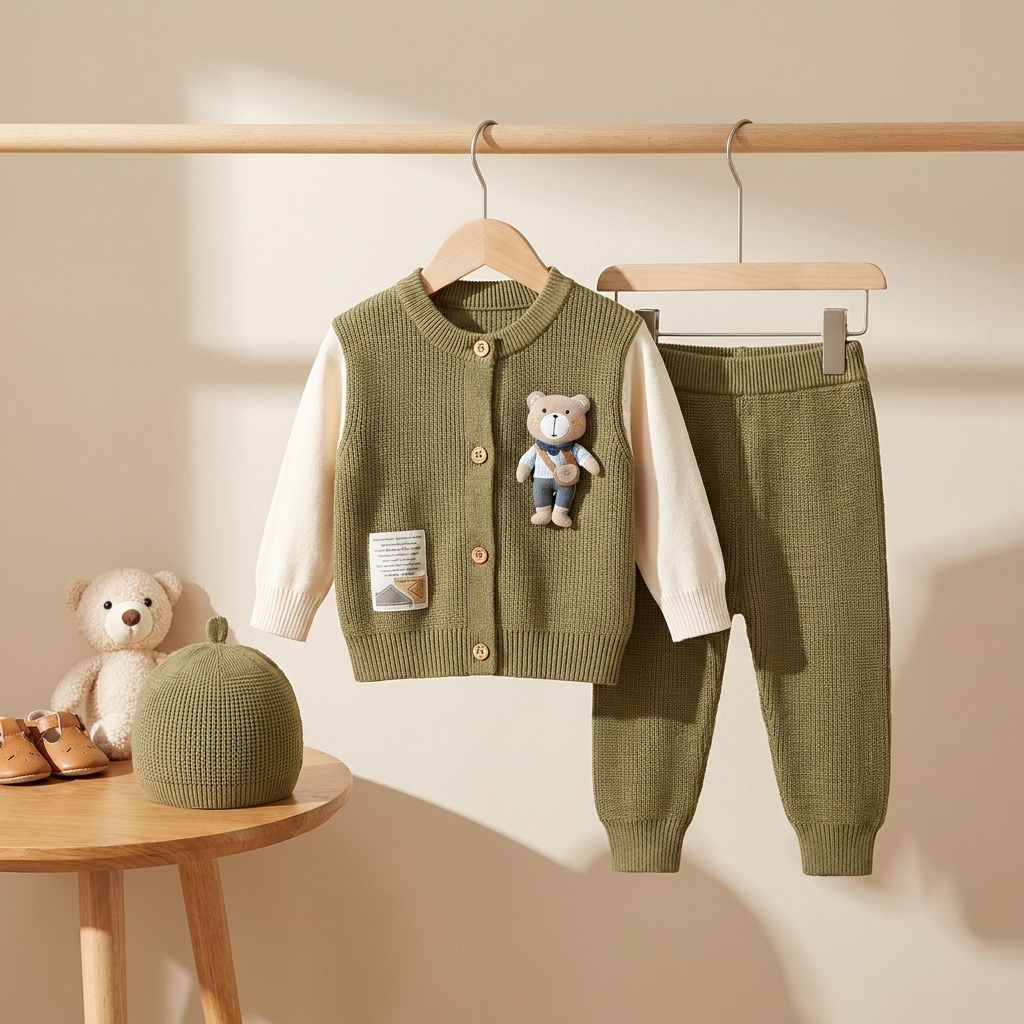 Premium Teddy Knit Baby Tracksuit Set