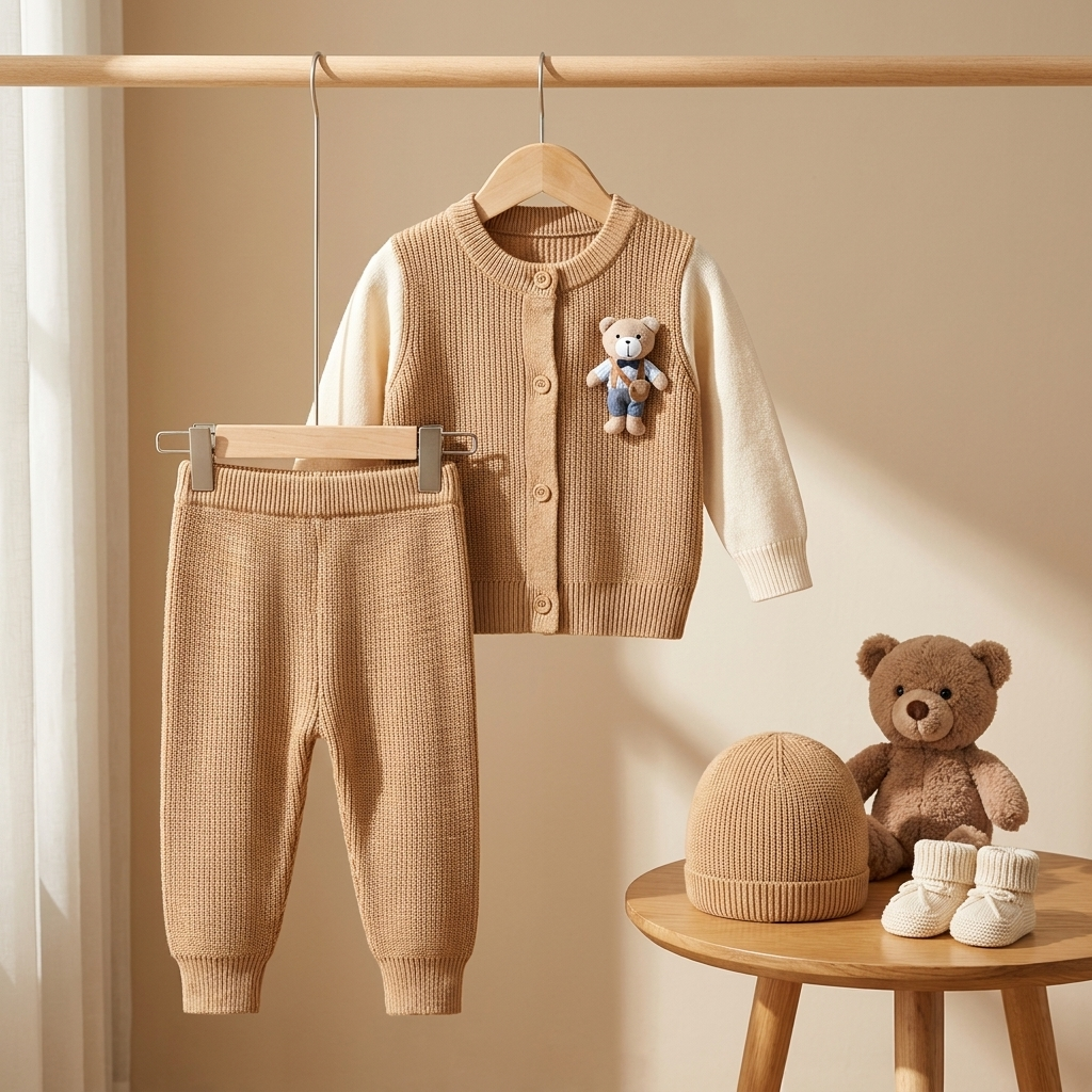 Premium Teddy Knit Baby Tracksuit Set