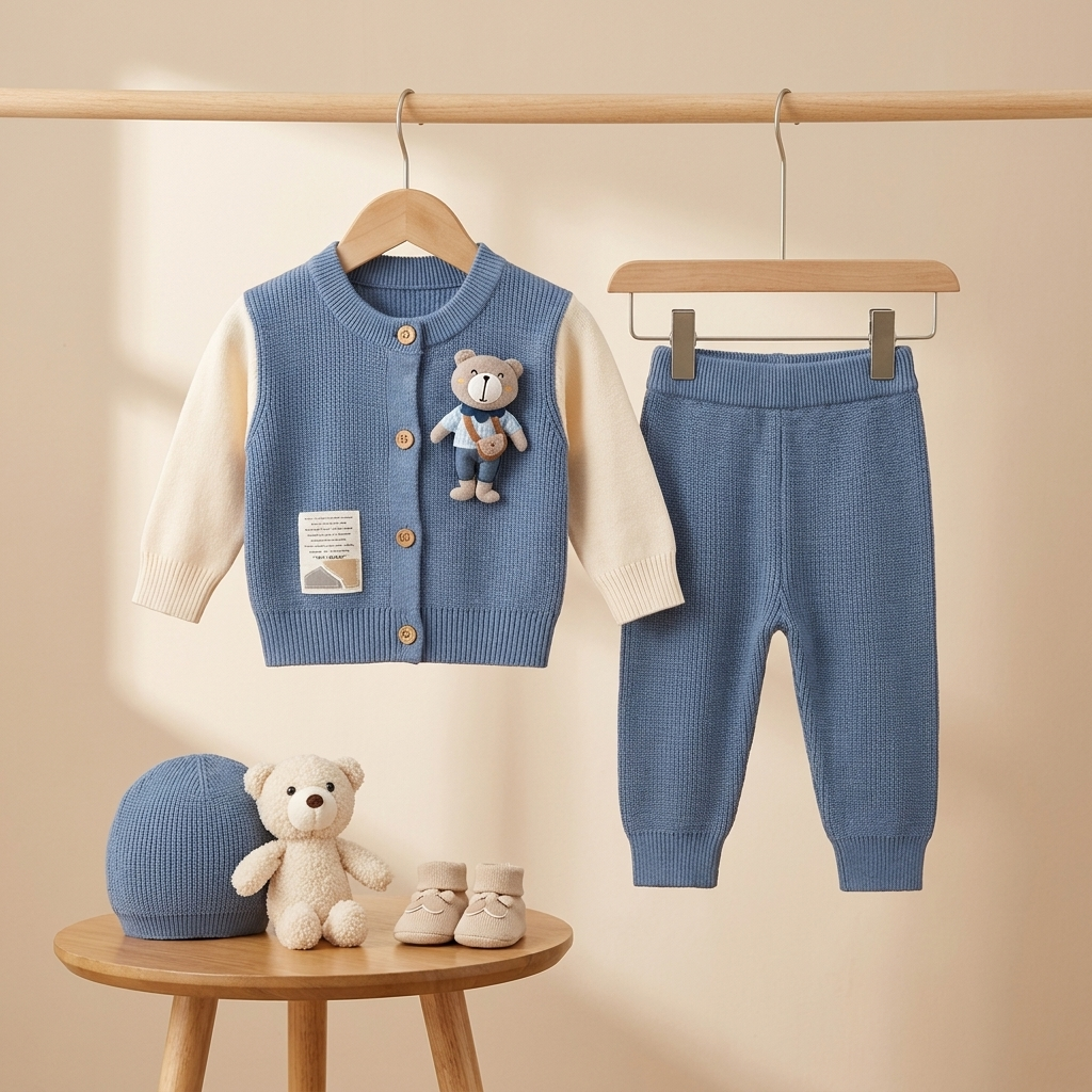 Premium Teddy Knit Baby Tracksuit Set