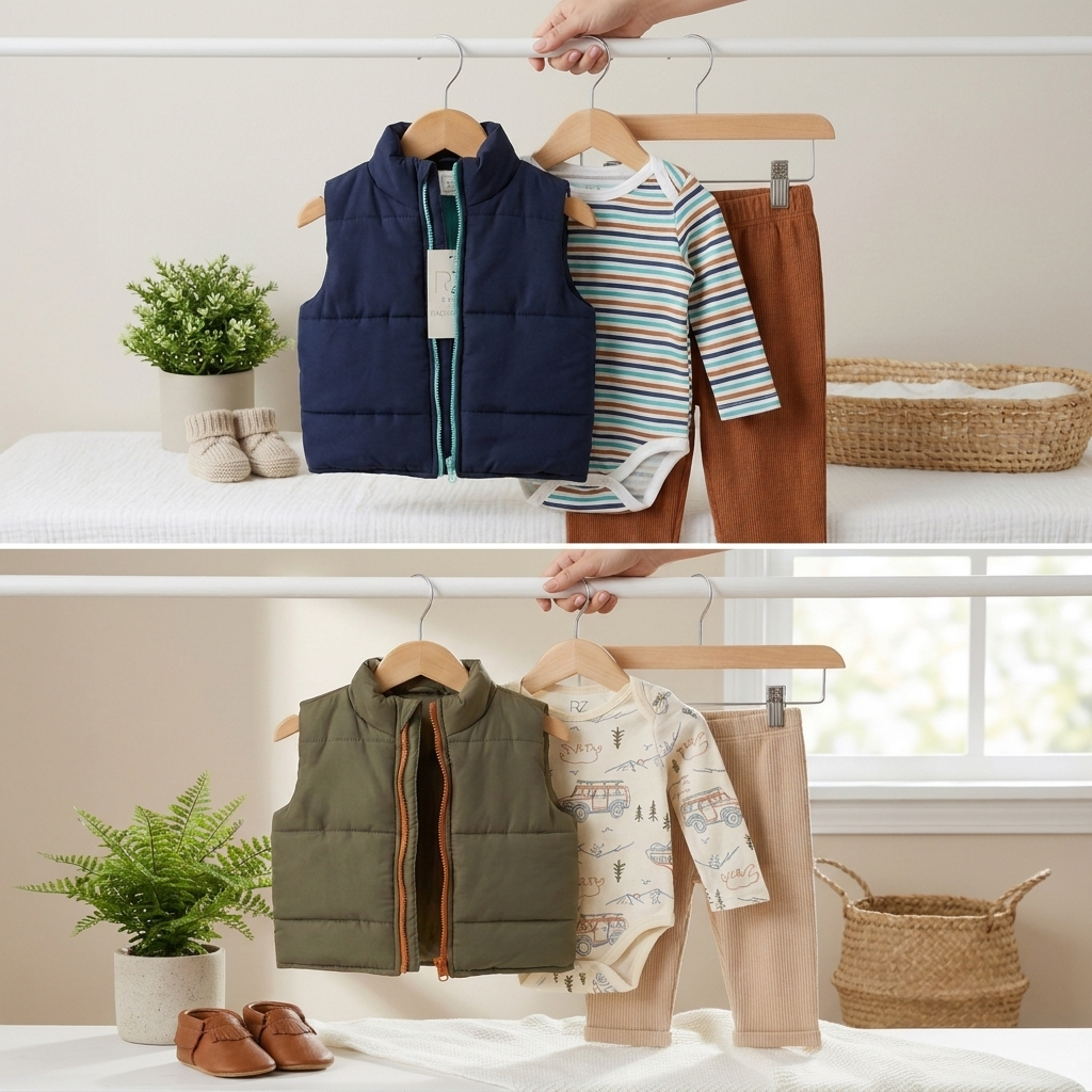 3-Piece Baby Puffer Vest Outfit Set