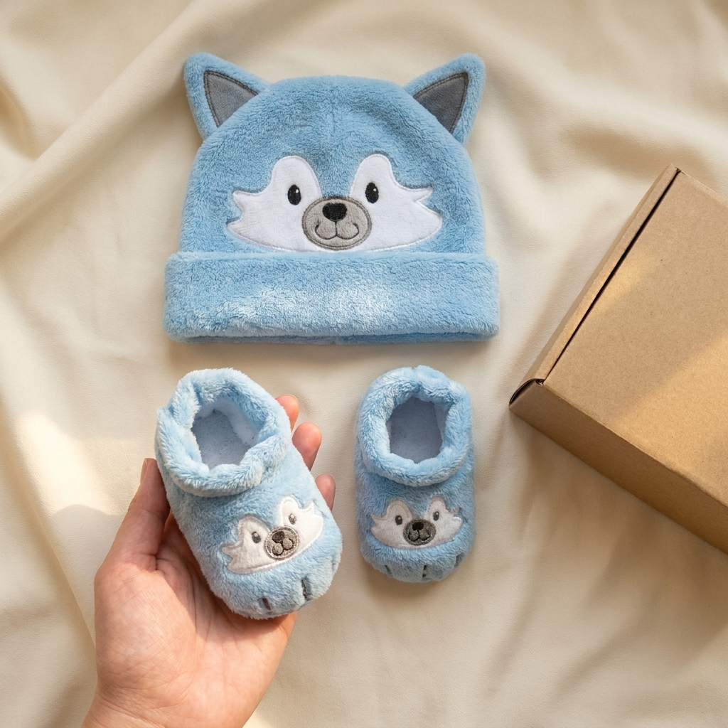 Baby Plush Cap & Booties Gift Set