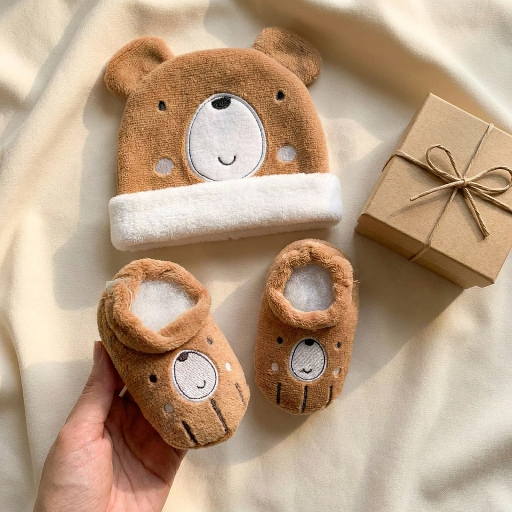 Baby Plush Cap & Booties Gift Set