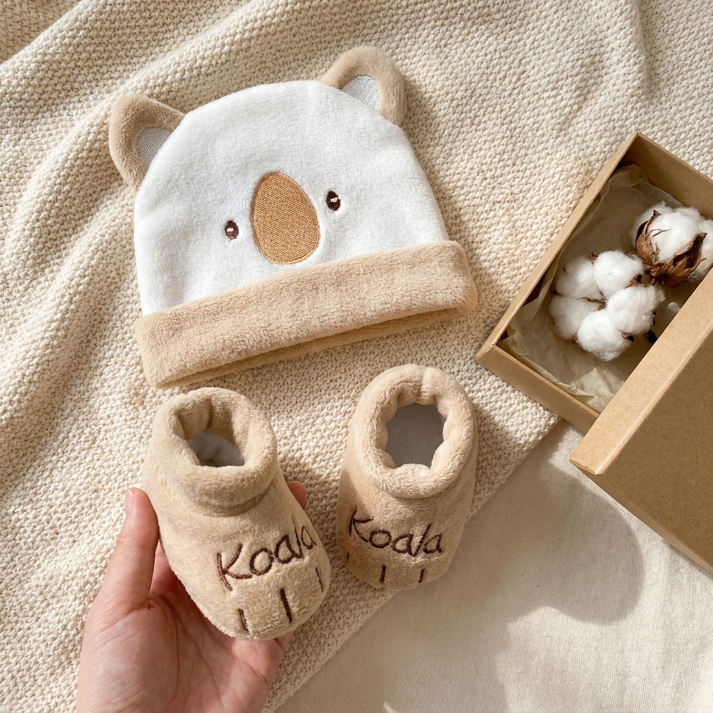 Baby Plush Cap & Booties Gift Set