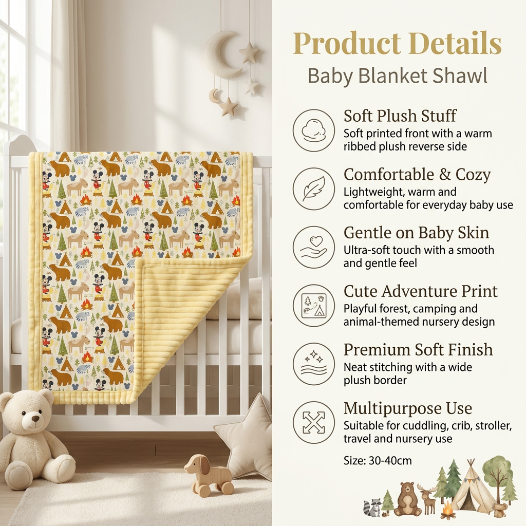 Forest Adventure Plush Baby Blanket & Shawl