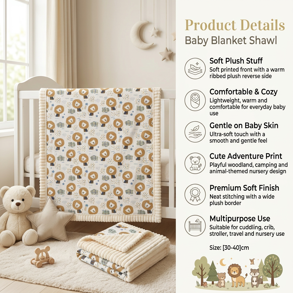Woodland Bear Plush Baby Blanket & Shawl