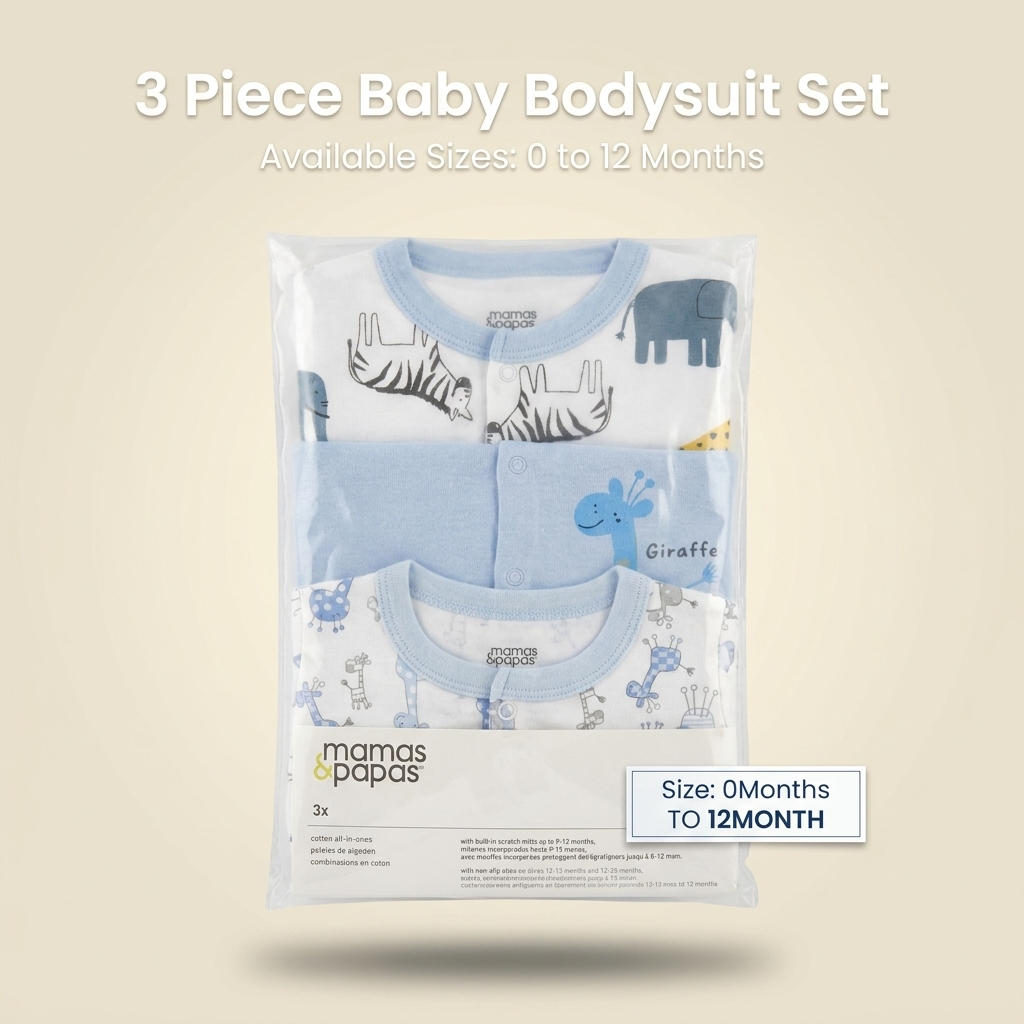 3-Piece Safari Friends Cotton Sleepsuit Set