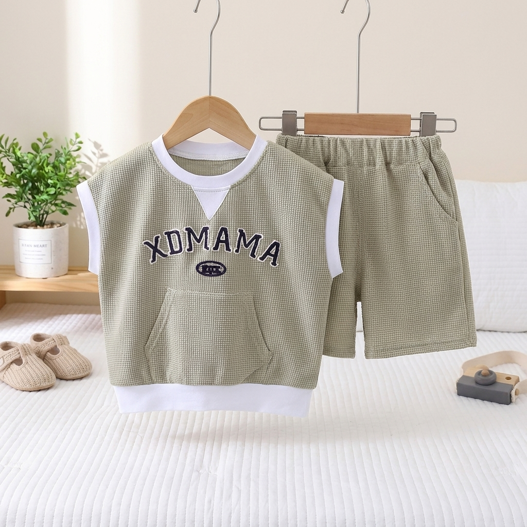 Boys Sleeveless Sweatshirt & Shorts Set – 2 Piece Summer Outfit