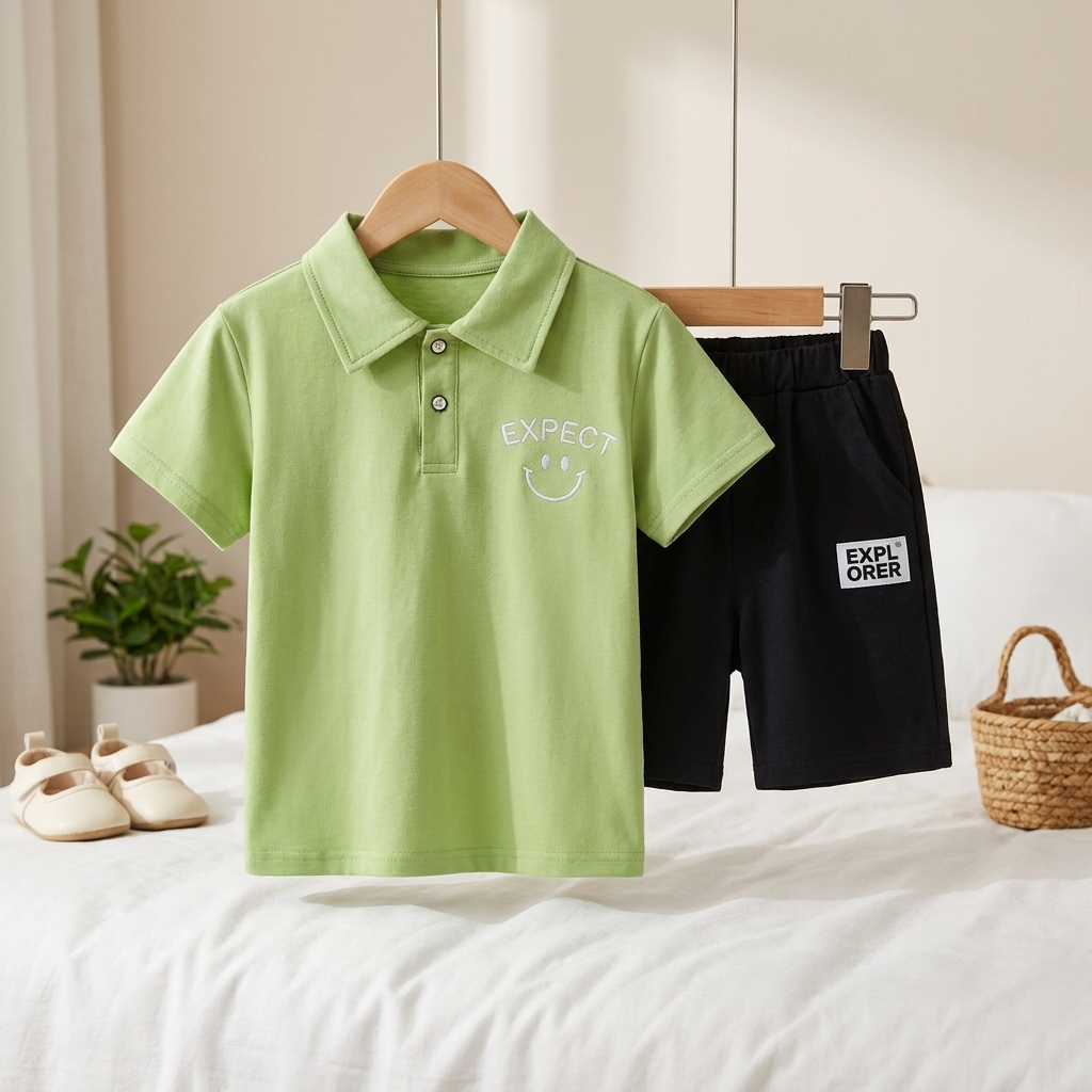Boys Polo T-Shirt & Shorts Summer Set – 2 Piece Outfit