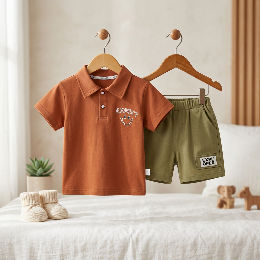 Boys Polo T-Shirt & Shorts Summer Set – 2 Piece Outfit