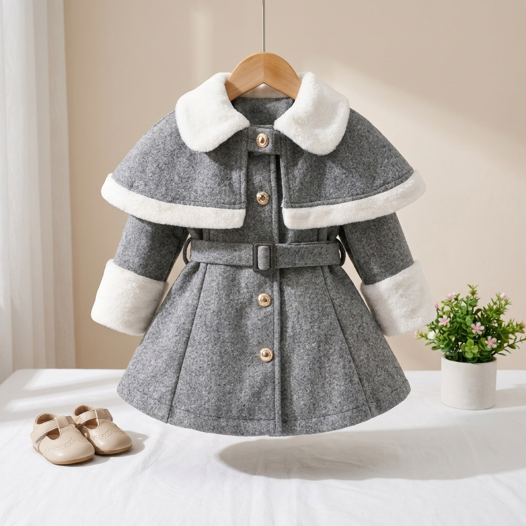 Girls Winter Faux Fur Belted Coat