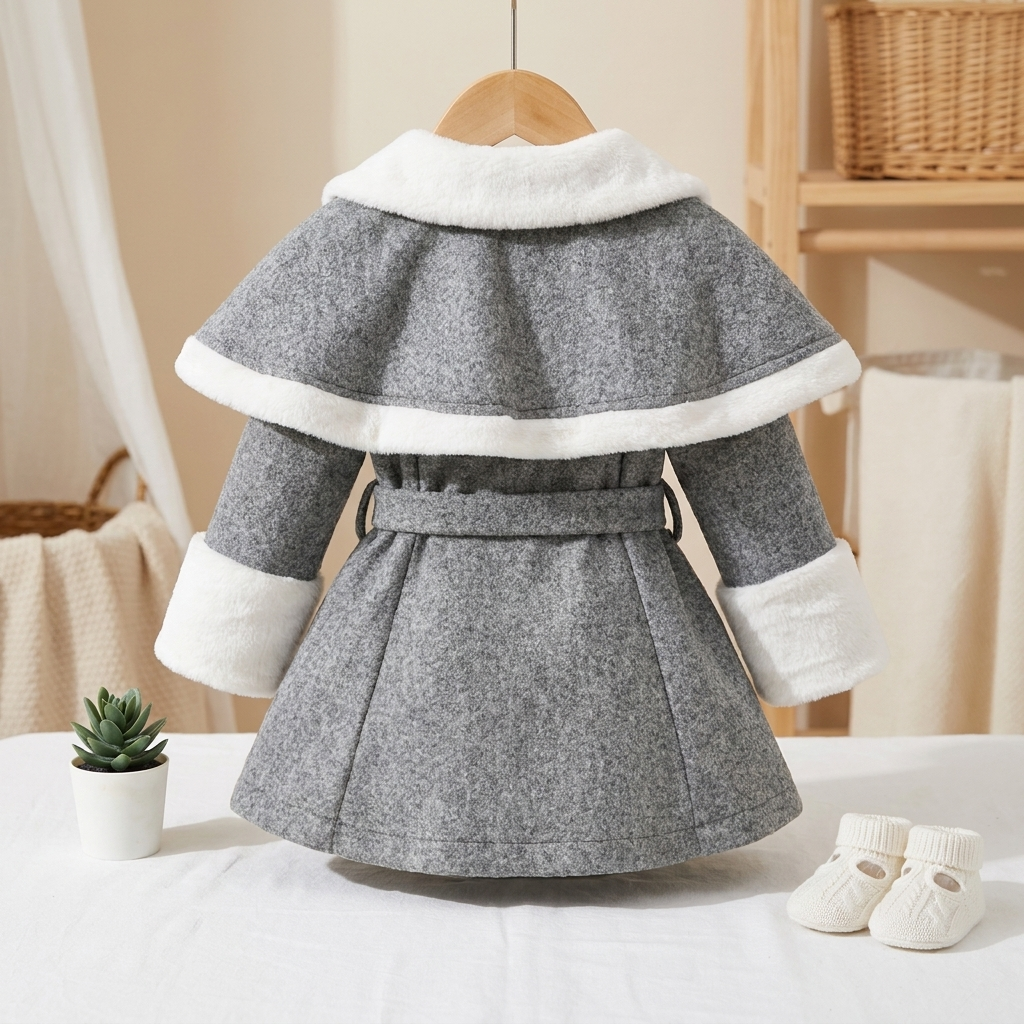 Girls Winter Faux Fur Belted Coat