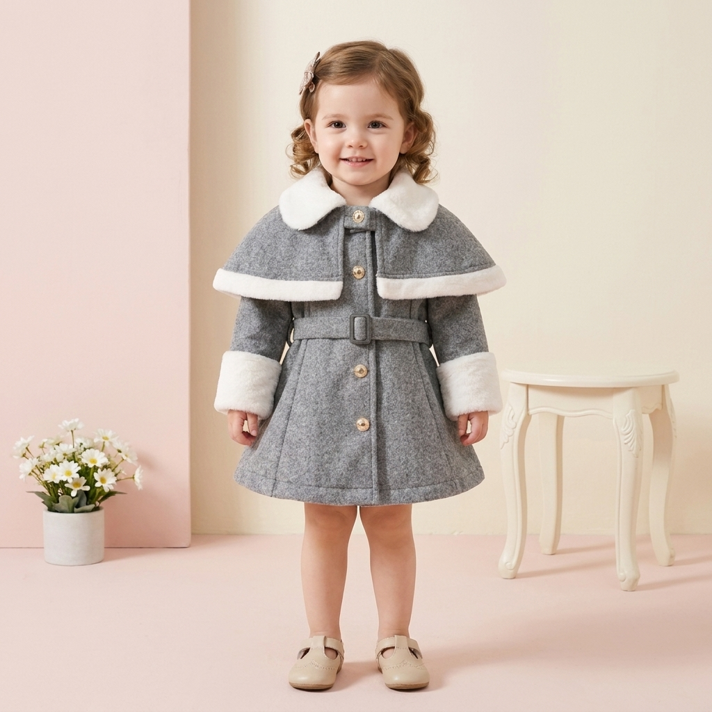 Girls Winter Faux Fur Belted Coat