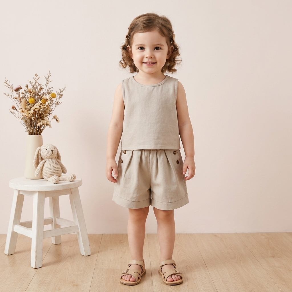 Minimal Linen Sleeveless Top & Shorts Set