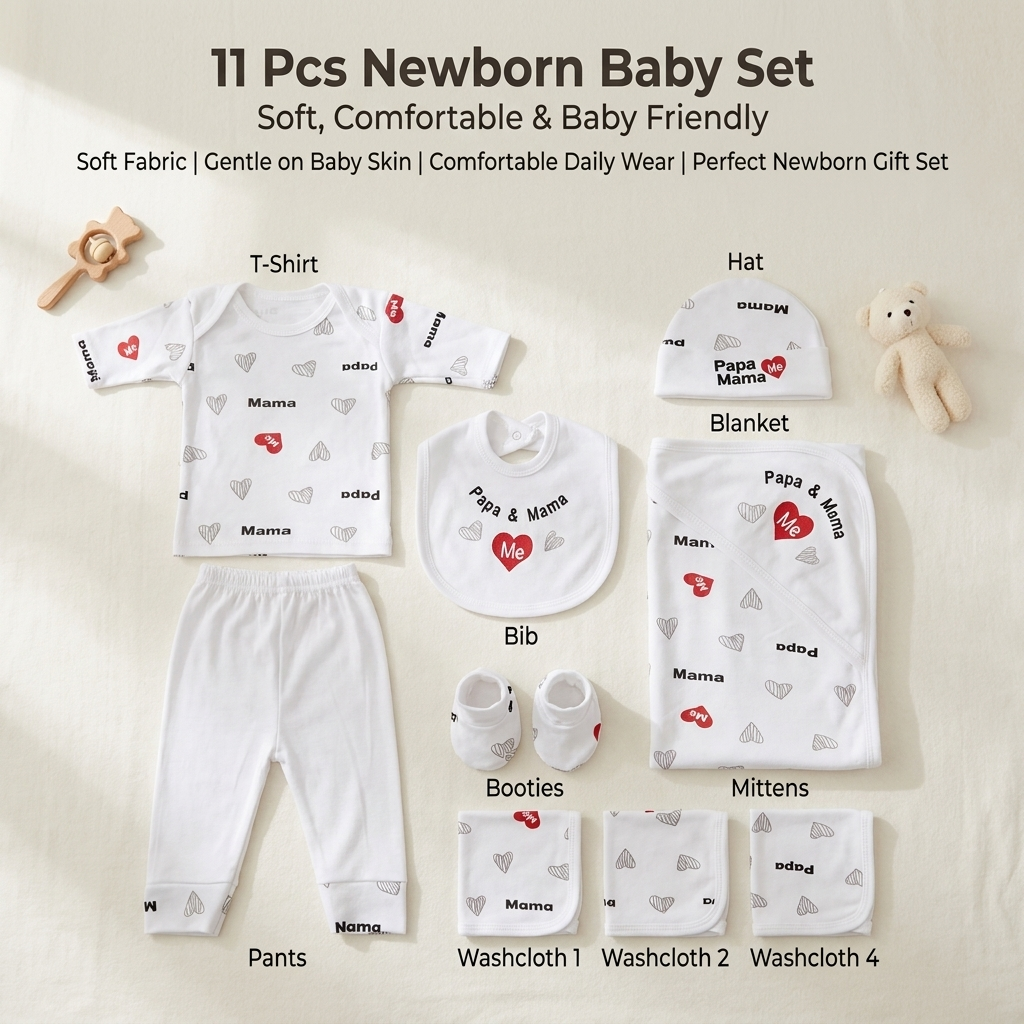 11 Piece Newborn Baby Gift Set – Papa & Mama Collection