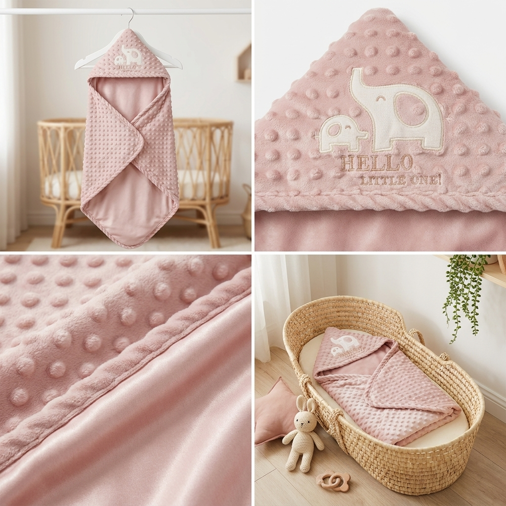 Premium Hooded Minky Baby Swaddle Blanket
