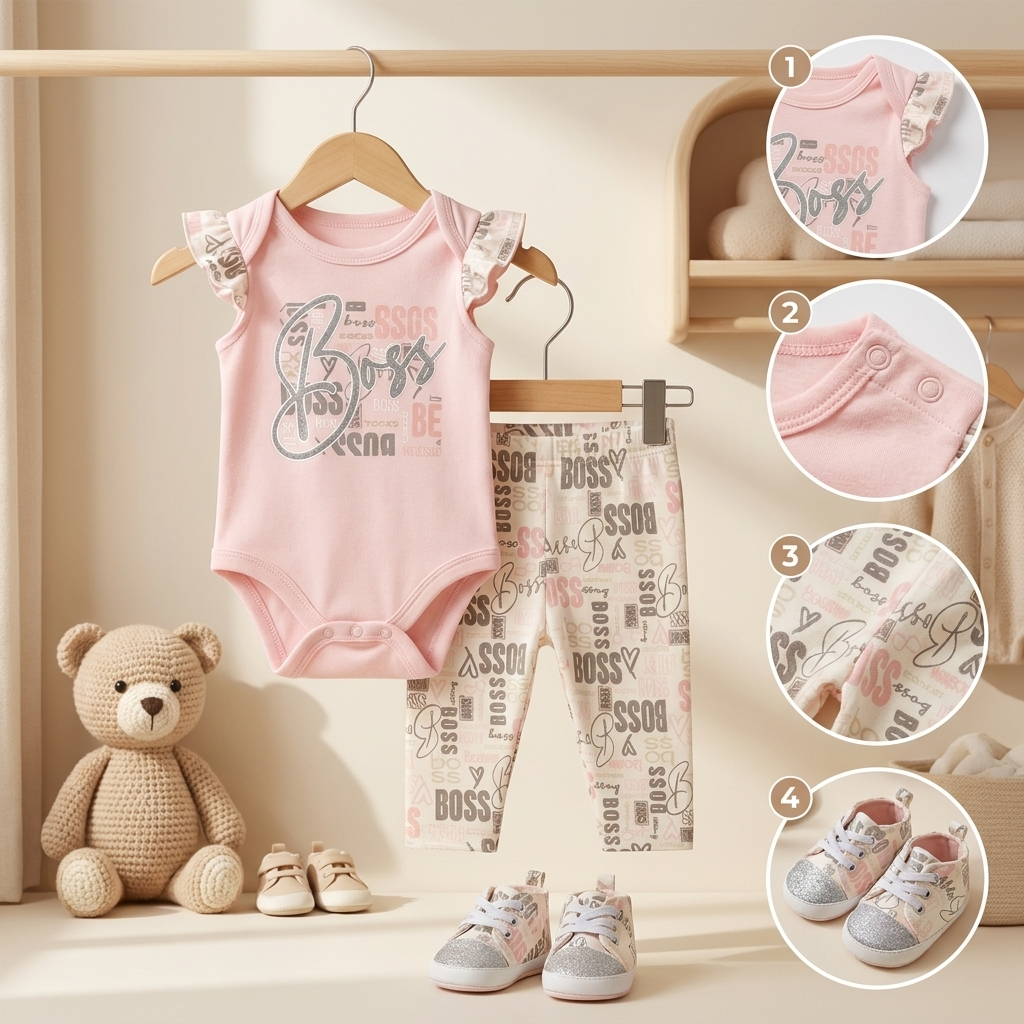 Baby Cotton Bodysuit & Leggings Set – 3 Designs