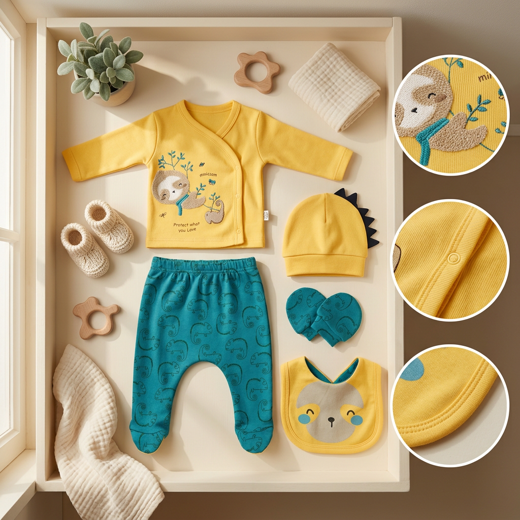 5-Piece Baby Sloth Cotton Gift Set
