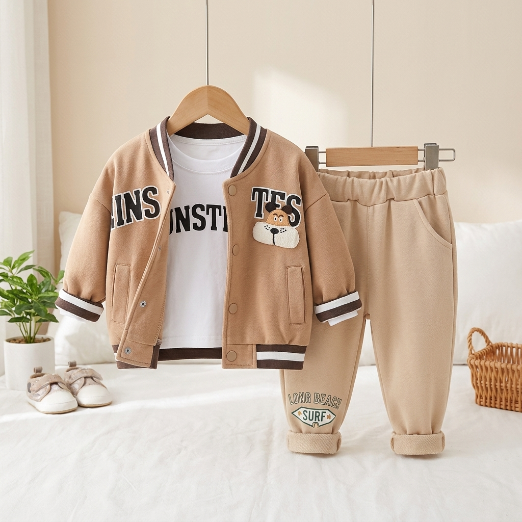 Boys Varsity Jacket & Jogger Pants Set – 3 Piece