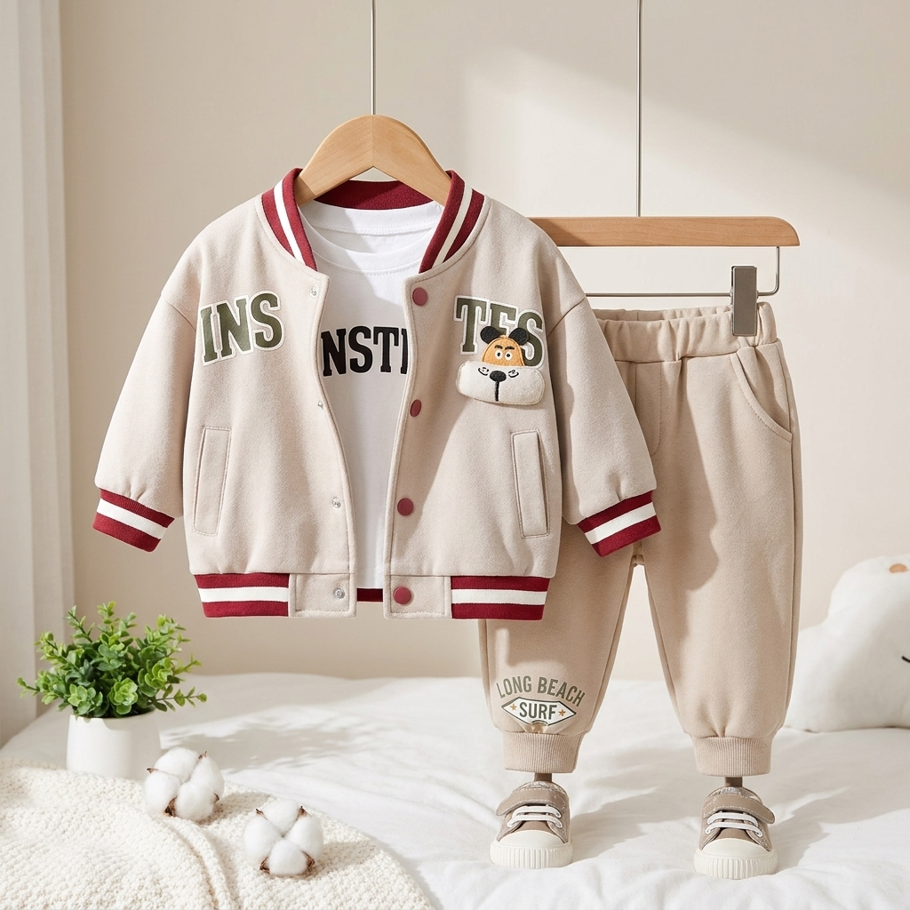 Boys Varsity Jacket & Jogger Pants Set – 3 Piece