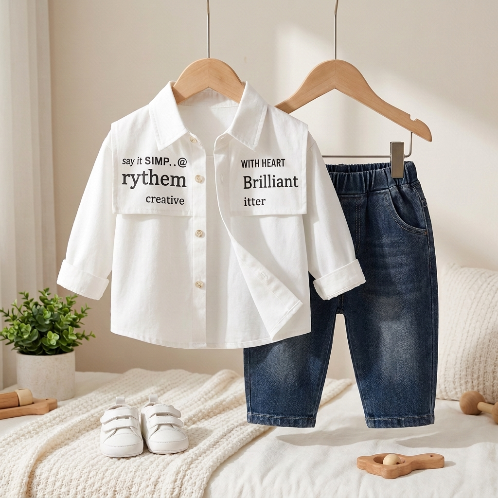 Boys Casual Shirt & Denim Jeans Set – 2 Piece Outfit (3 Colors)
