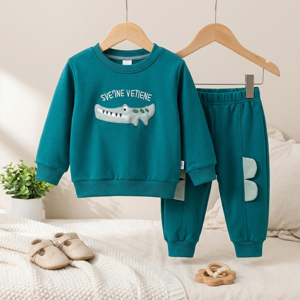 Boys Crocodile Sweatshirt & Jogger Set – 2 Piece Outfit (2 Colors)