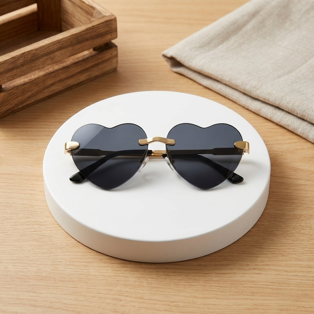 Kids Heart Rimless UV400 Sunglasses