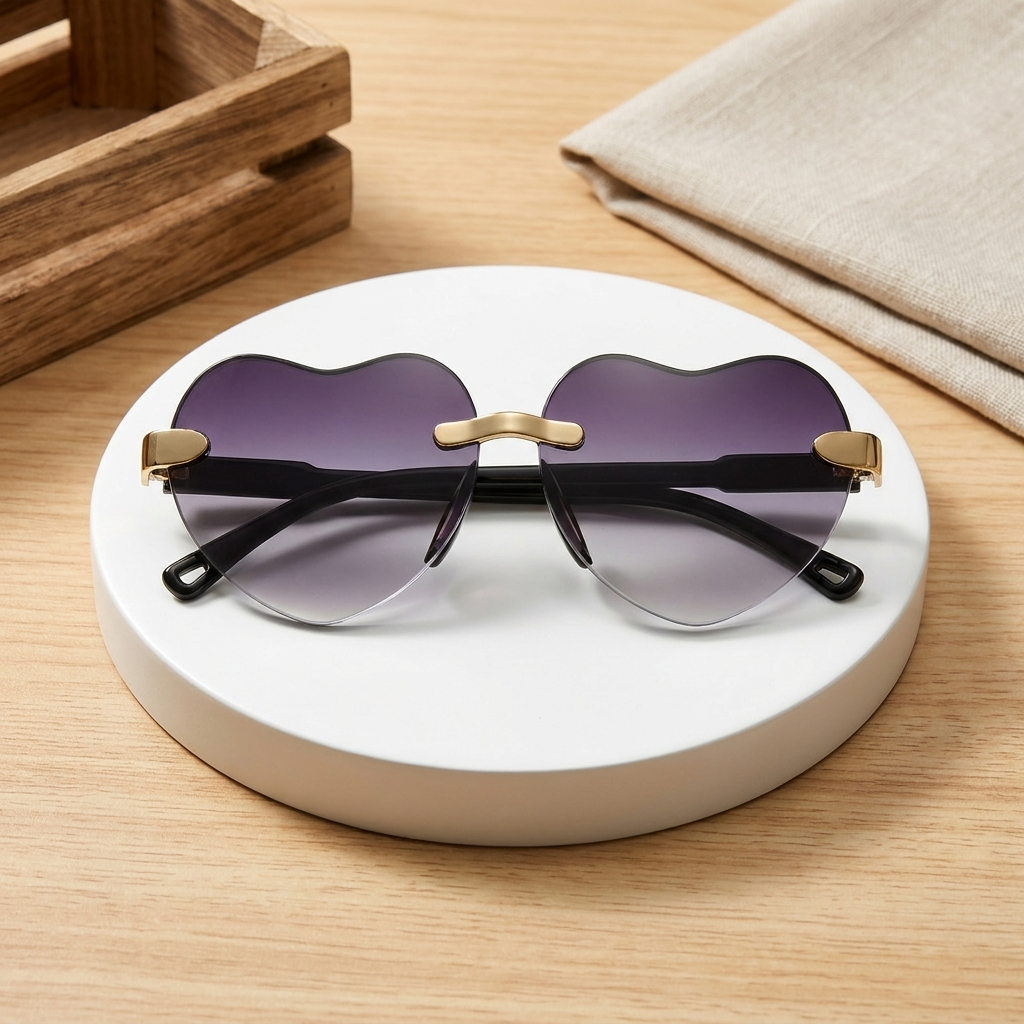 Kids Heart Rimless UV400 Sunglasses