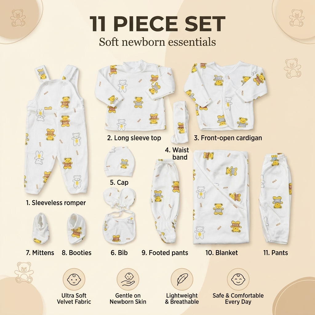11-Piece Newborn Baby Gift Set – Teddy Bear Print