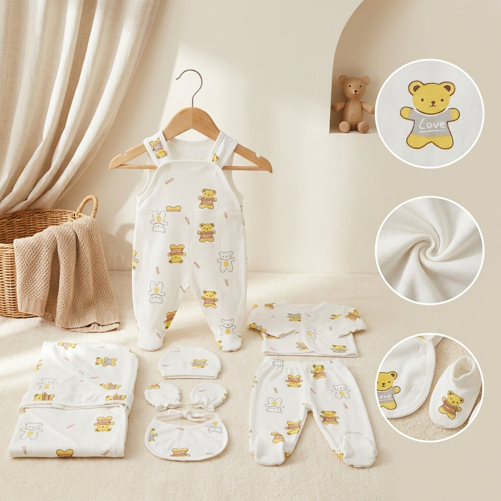 11-Piece Newborn Baby Gift Set – Teddy Bear Print