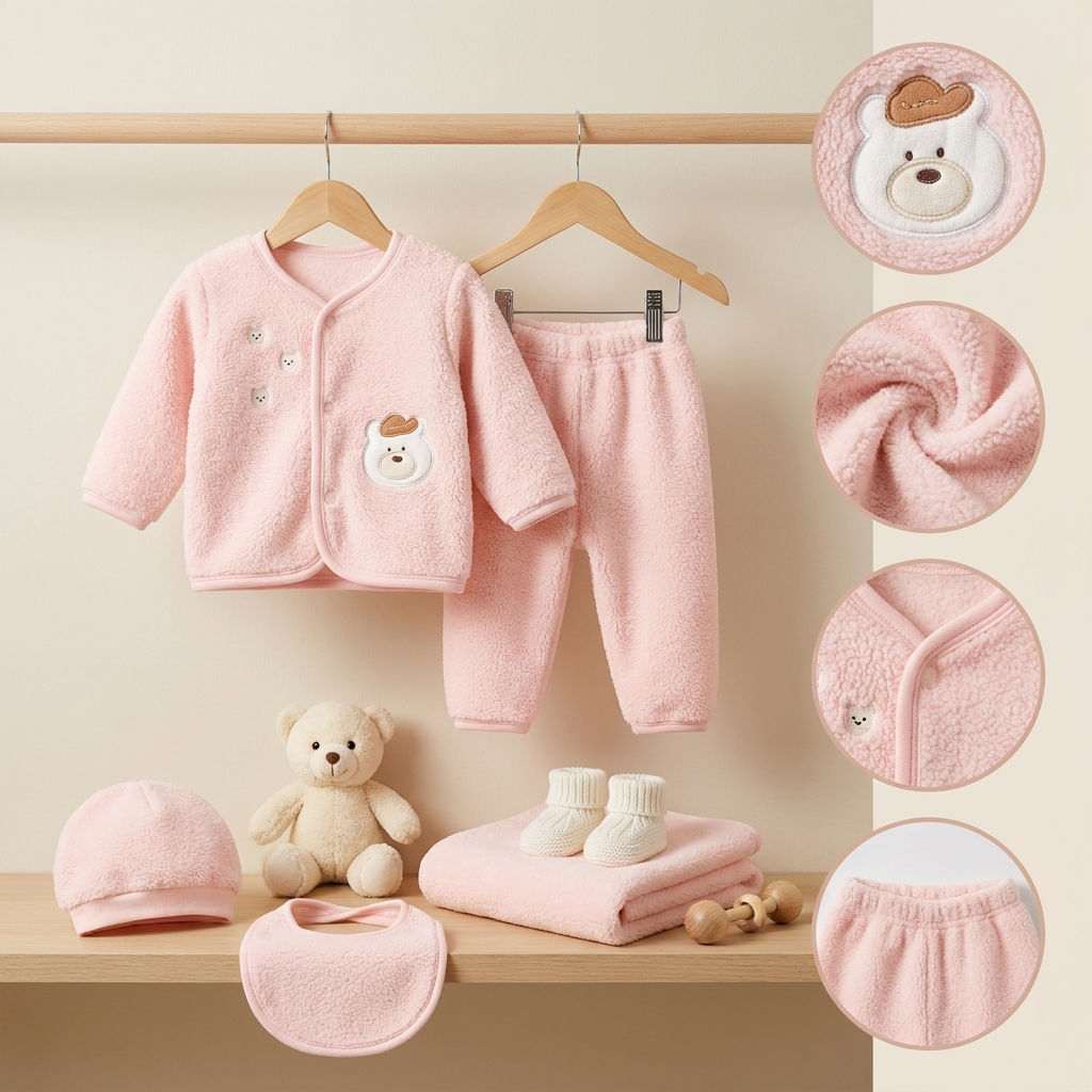 5-Piece Winter Baby Starter Set – Teddy Fleece Collection