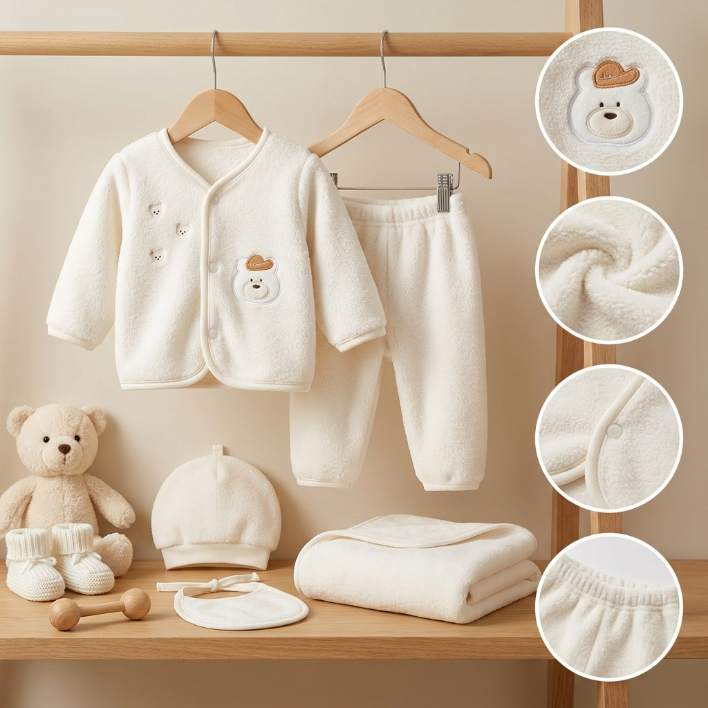5-Piece Winter Baby Starter Set – Teddy Fleece Collection