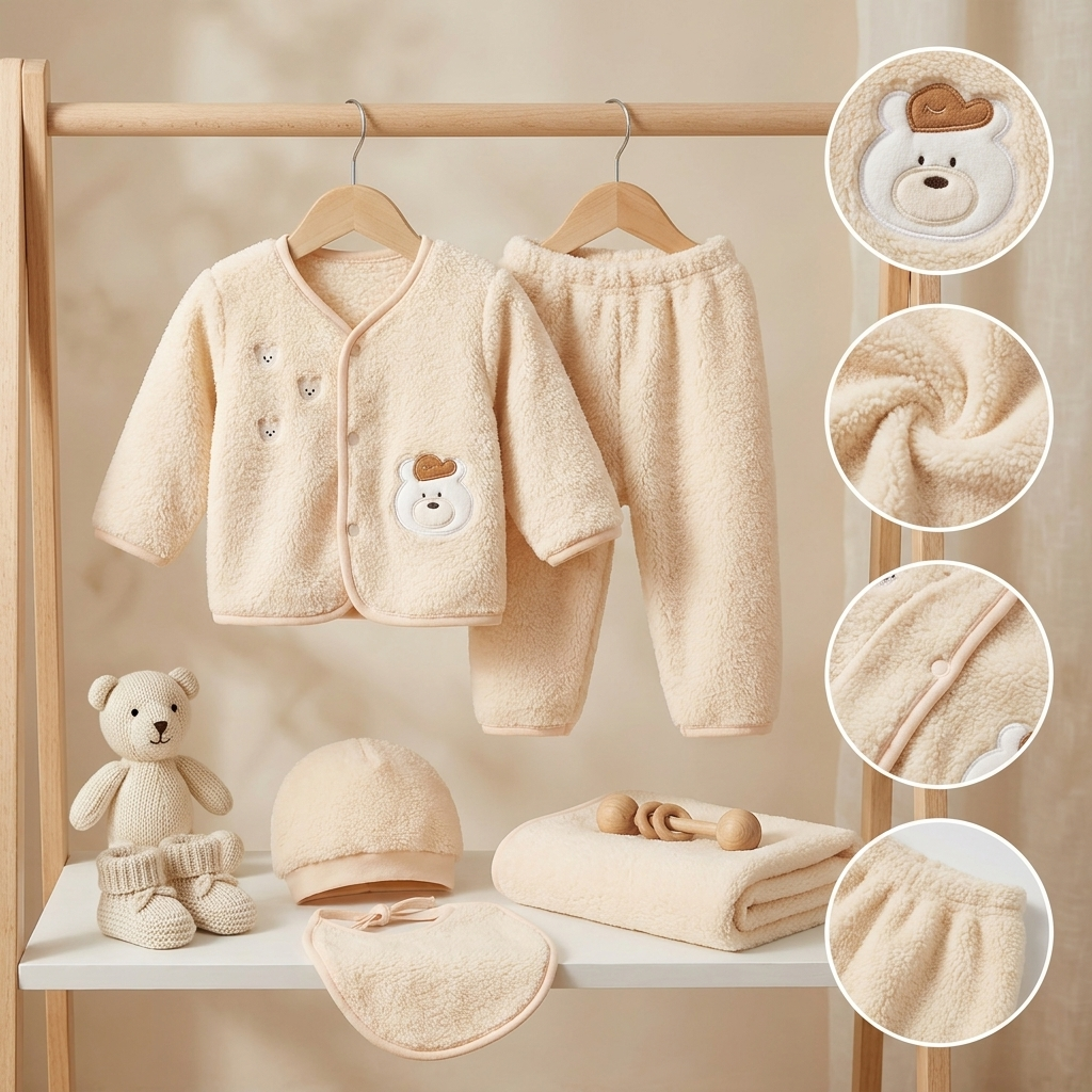 5-Piece Winter Baby Starter Set – Teddy Fleece Collection