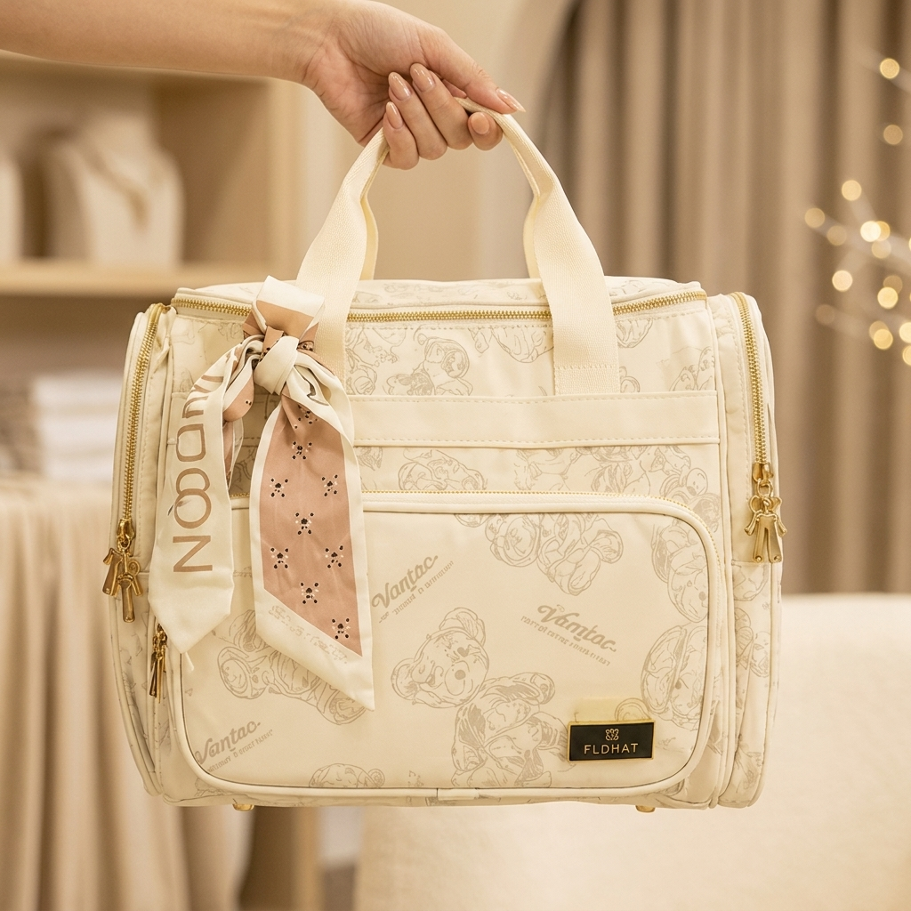 Premium Teddy Print Baby Diaper Travel Bag