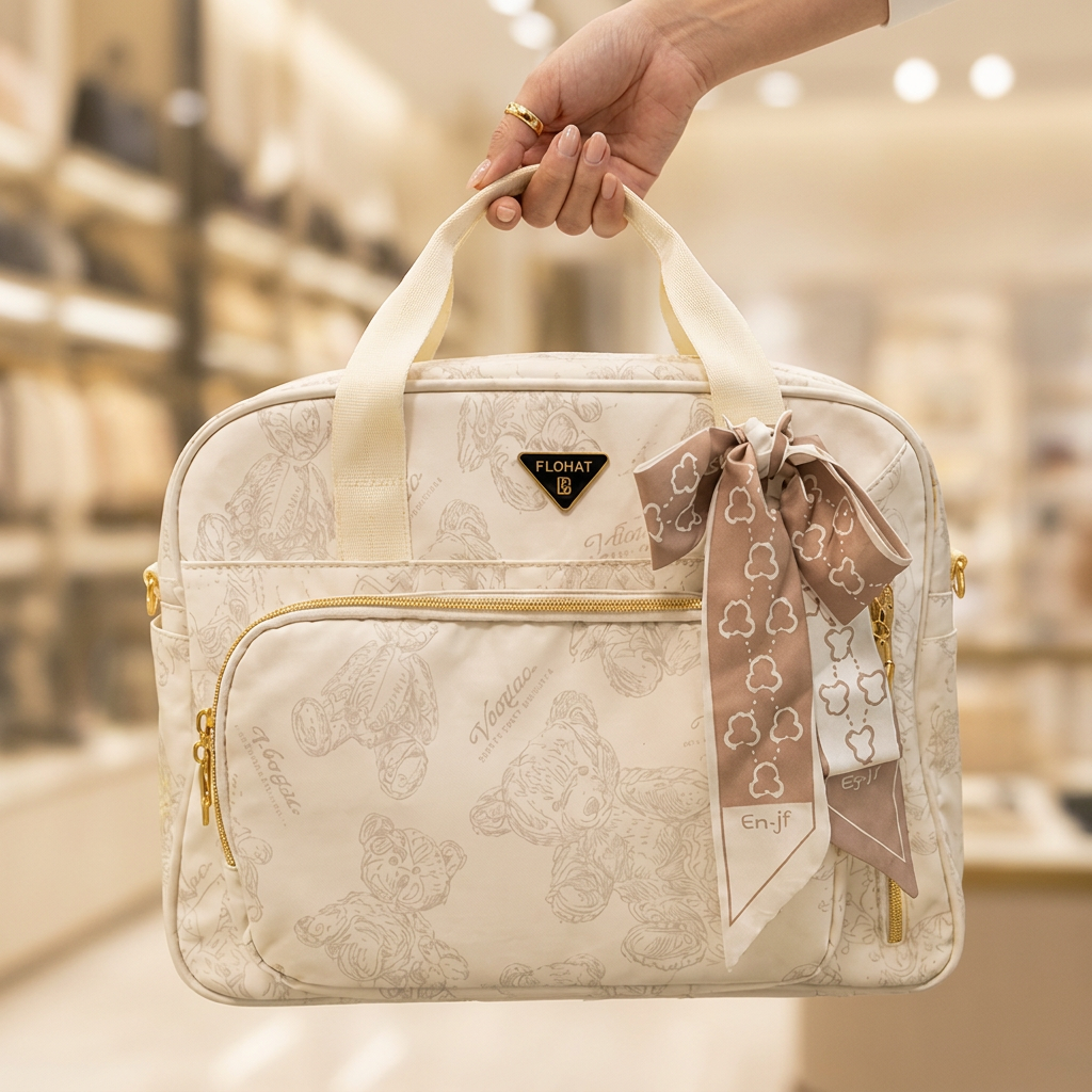 Premium Teddy Print Baby Diaper Bag