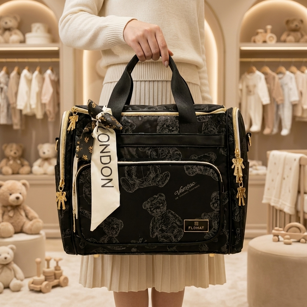 Premium Teddy Print Baby Diaper Travel Bag