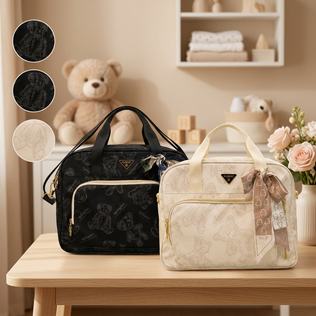 Premium Teddy Print Baby Diaper Bag
