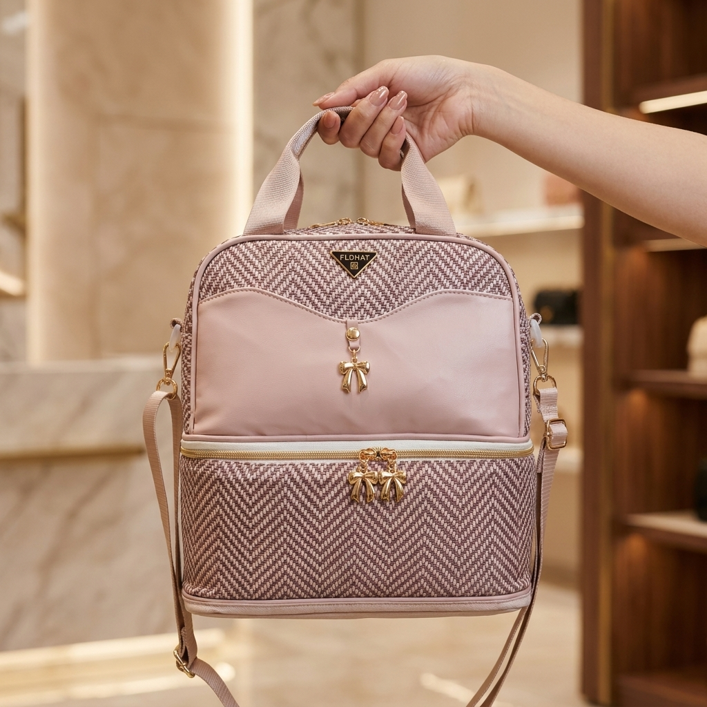 Luxury Herringbone Baby Diaper Bag
