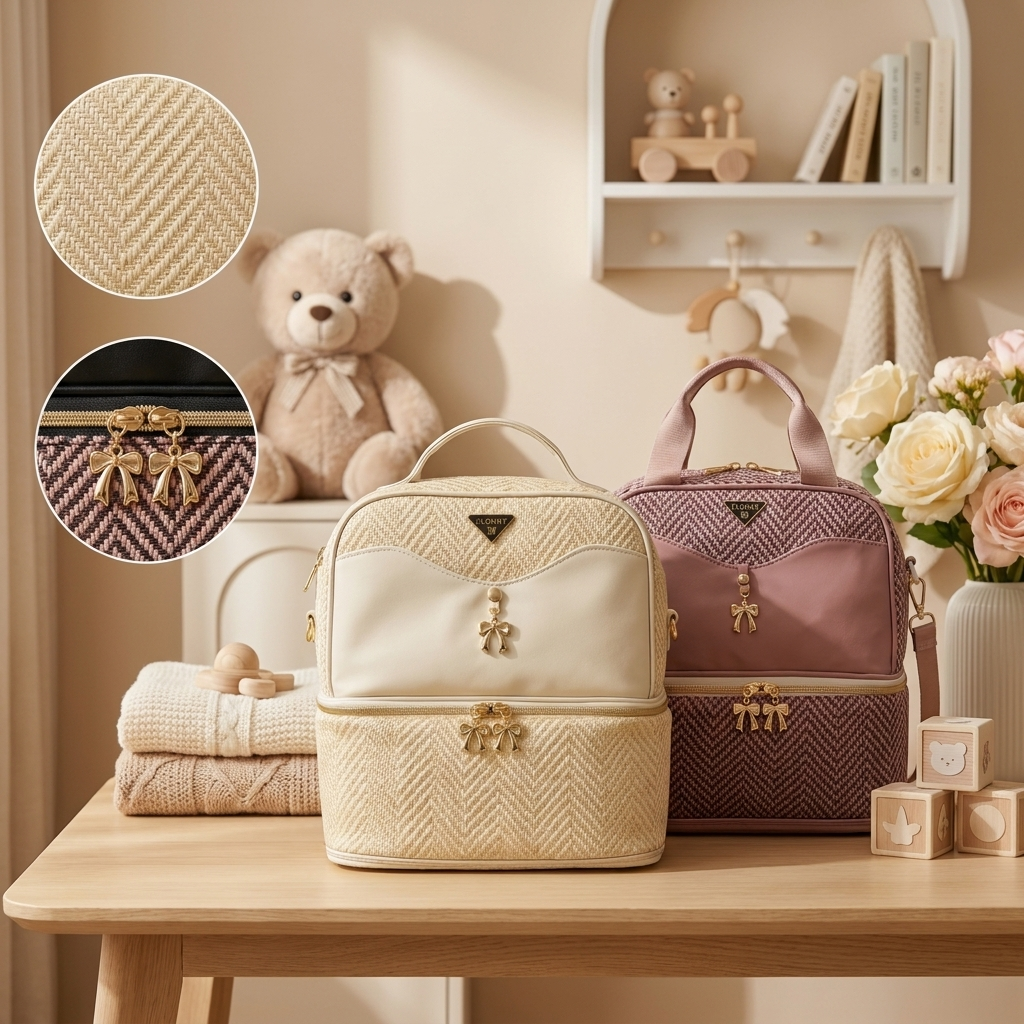 Luxury Herringbone Baby Diaper Bag