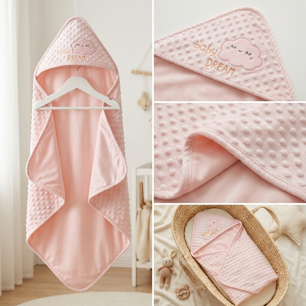 Baby Dream Hooded Minky Swaddle Blanket