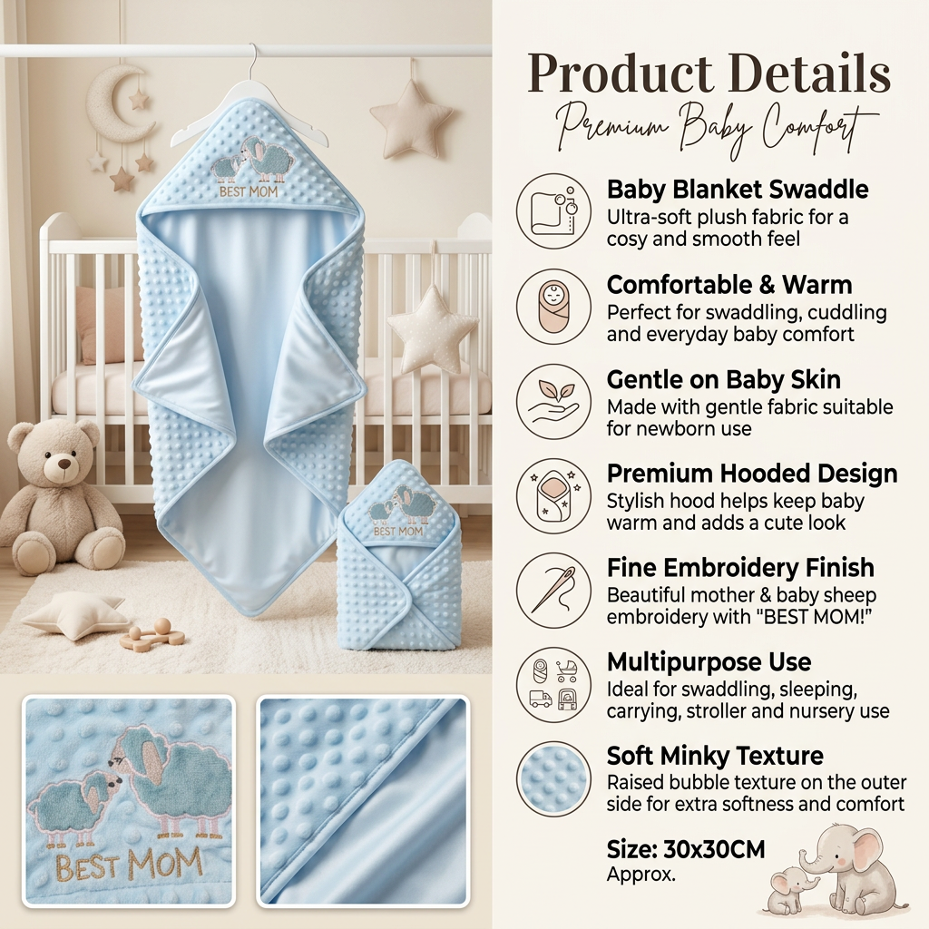 Best Mom Hooded Minky Swaddle Blanket
