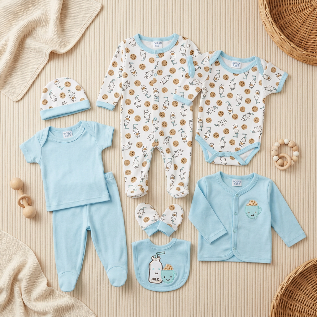 8-Piece Newborn Baby Starter Set – 6 Designs