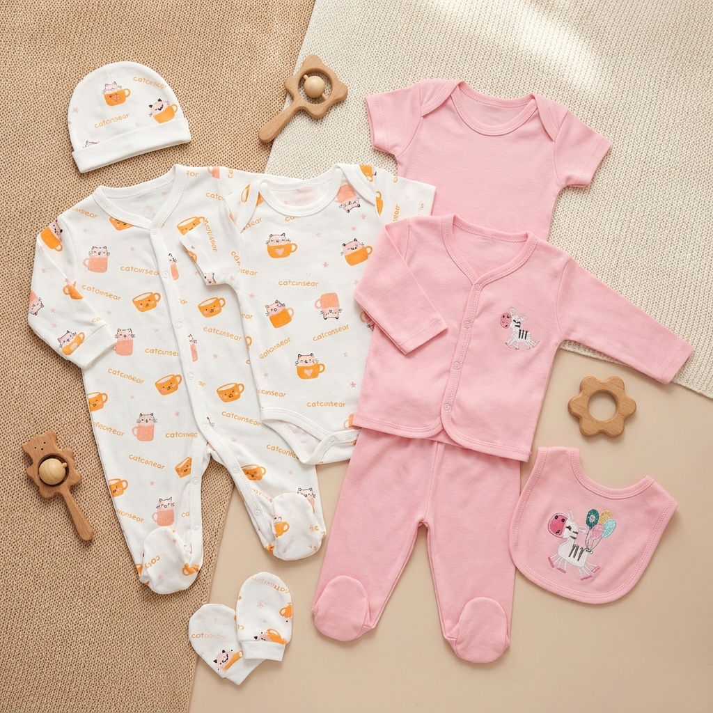 8-Piece Newborn Baby Starter Set – 6 Designs