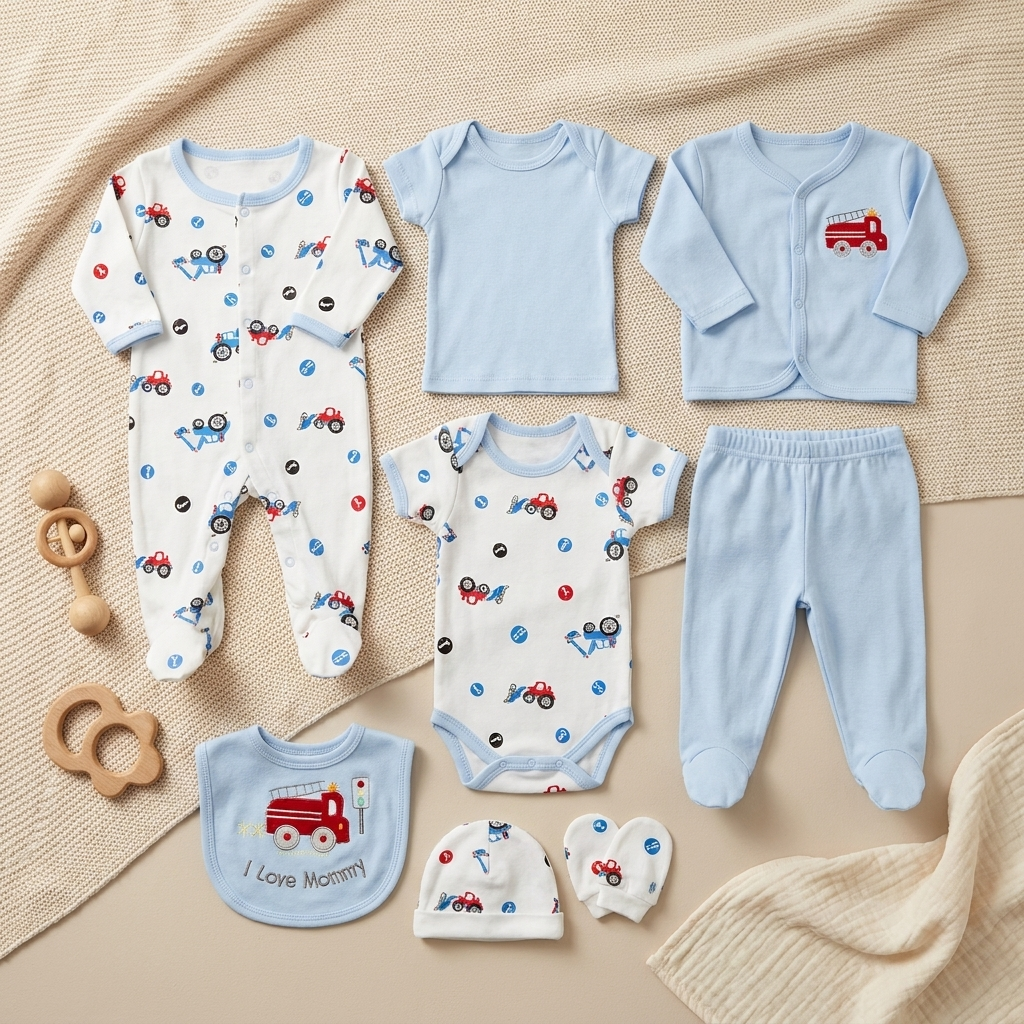 8-Piece Newborn Baby Starter Set – 6 Designs