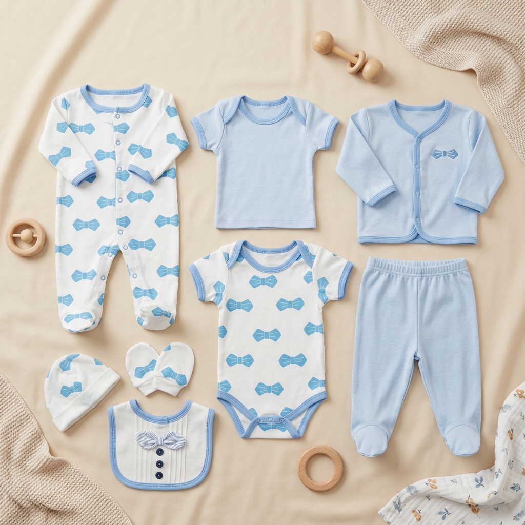 8-Piece Newborn Baby Starter Set – 6 Designs